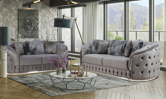 Chesterfield 3Pc Sofa Set Grey