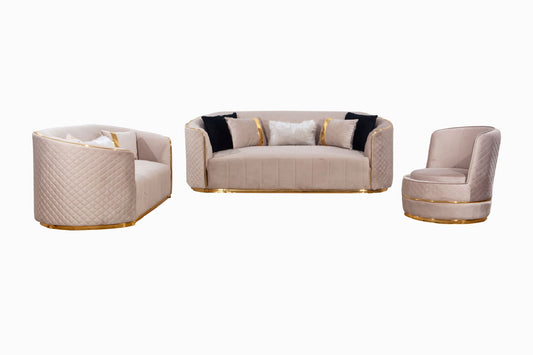 Fendi 3Pc Sofa Set Beige