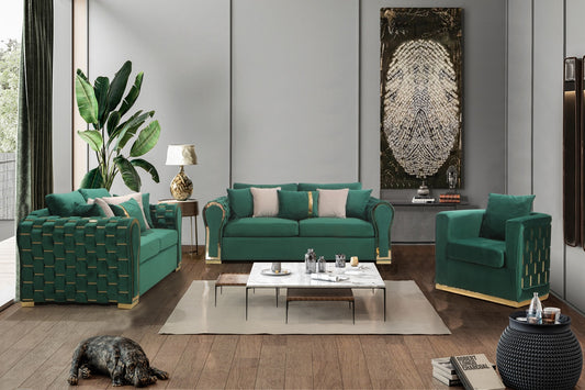 Leon 3Pc Sofa Set Green